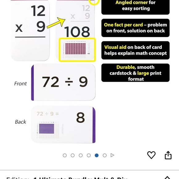 Triangle Math Flashcards Set - Purple and Blue - Picture 5 of 6